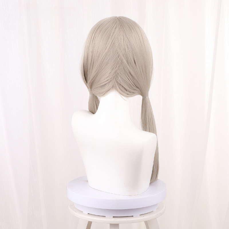 Qingque Flaxen Blonde Twin Ponytail Braided Long Cosplay Wig for Honkai: Star Rail - 544U - Image 5