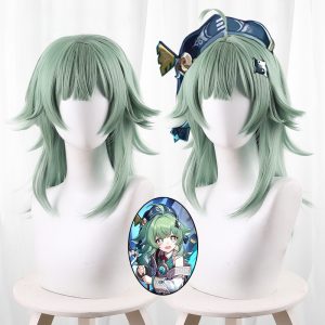Huohuo Green Gradient Medium-length Flipped Cosplay Wig for Honkai: Star Rail - 544Y