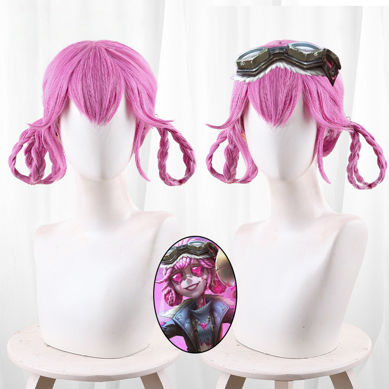 Cheerleader Pink-purple Twin Braids Styled Cosplay Wig for Identity V - 476YA