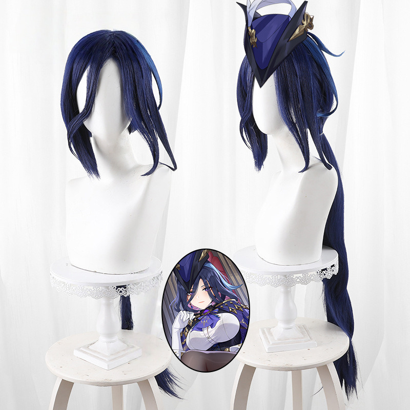 Clorinde Highlighted Scalp-top Low Ponytail Styled Cosplay Wig for Genshin Impact