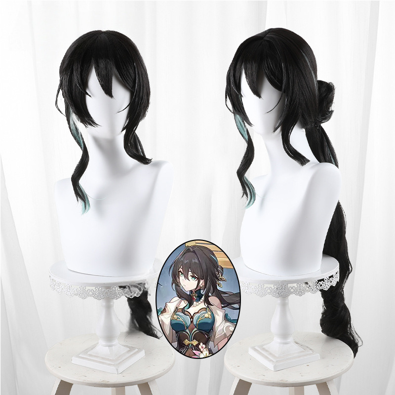 Ruan Mei Highlighted Scalp-top Single Ponytail Hair Bun Cosplay Wig for Honkai: Star Rail - 566C