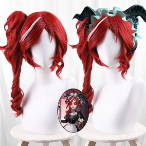 Priestess Highlighted Red Single Ponytail Ringlet Curls Cosplay Wig for Identity V - 562C