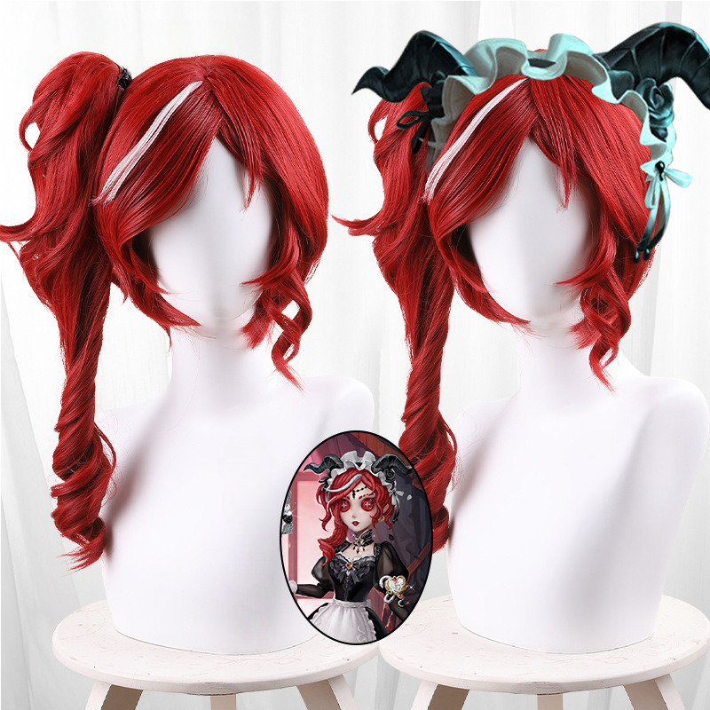 Priestess Highlighted Red Single Ponytail Ringlet Curls Cosplay Wig for Identity V - 562C