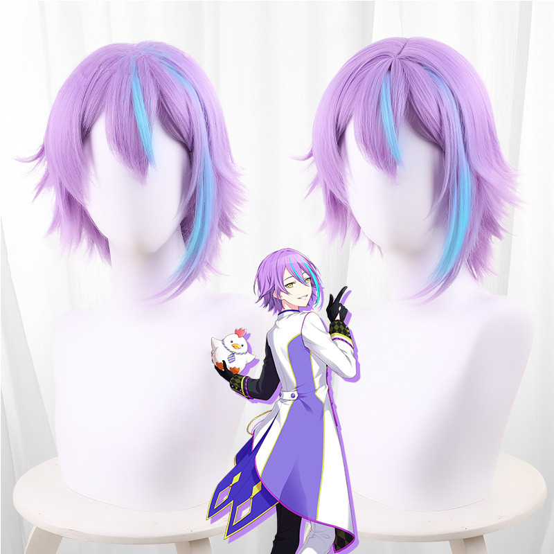 Lan Highlighted Purple Scalp-top Short Cosplay Wig for Project SEKAI Colorful Stage! - 567A