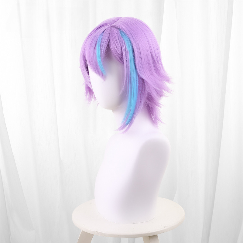 Lan Highlighted Purple Scalp-top Short Cosplay Wig for Project SEKAI Colorful Stage! - 567A - Image 2