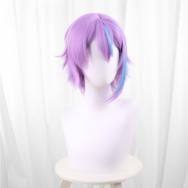 Lan Highlighted Purple Scalp-top Short Cosplay Wig for Project SEKAI Colorful Stage! - 567A - Image 3
