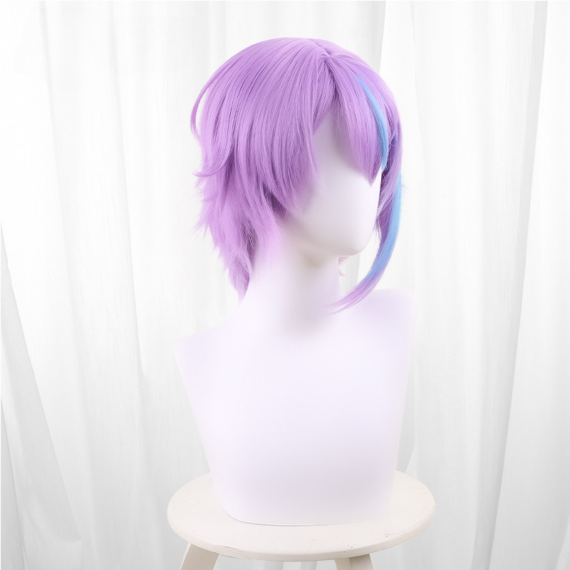 Lan Highlighted Purple Scalp-top Short Cosplay Wig for Project SEKAI Colorful Stage! - 567A - Image 4