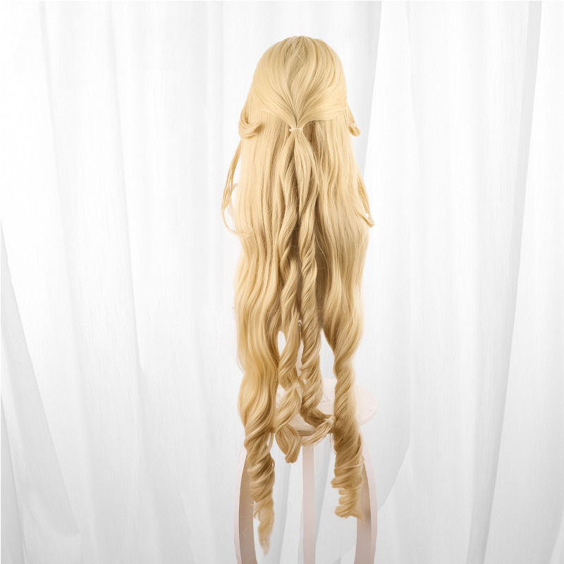 Navia Golden Blonde Scalp-top Long Wavy Ponytail Cosplay Wig for Genshin Impact - 559J - Image 5