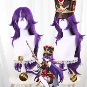 Chevreuse Highlighted Purple Scalp-top Long Wavy Cosplay Wig for Genshin Impact - 559I