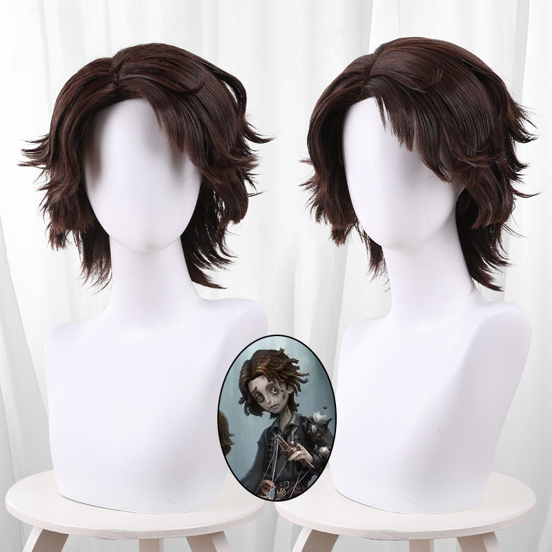 Puppeteer Black-brown Scalp-top Short Flipped Cosplay Wig for Identity V - 562D
