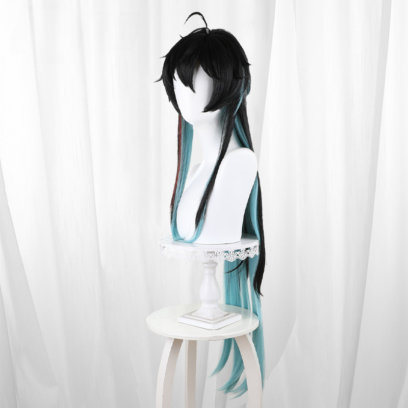 Dan Heng Imbibitor Lunae Color-block Scalp-top Long Straight Cosplay Wig for Honkai: Star Rail - Image 2