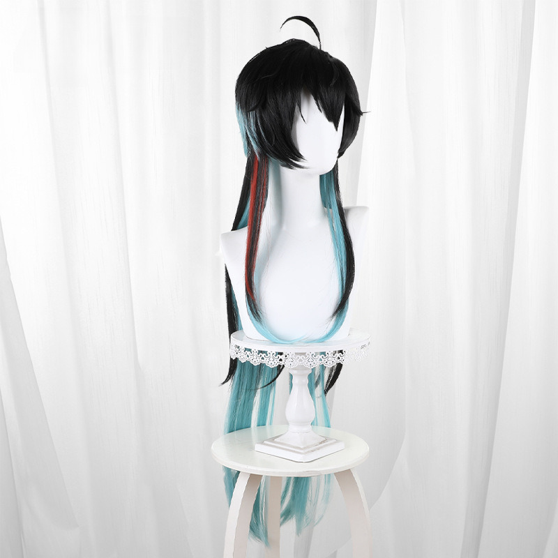 Dan Heng Imbibitor Lunae Color-block Scalp-top Long Straight Cosplay Wig for Honkai: Star Rail - Image 3