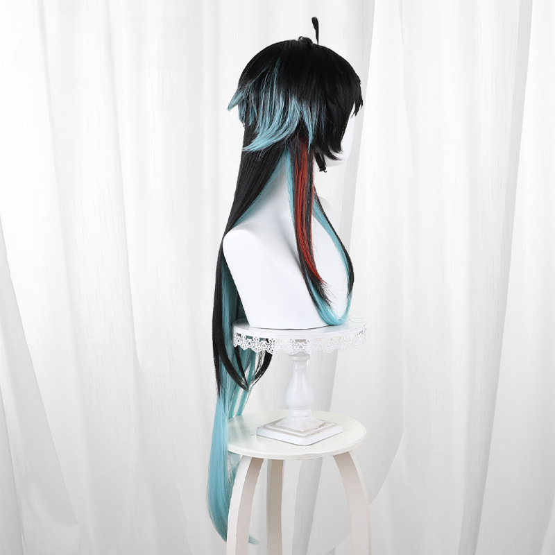 Dan Heng Imbibitor Lunae Color-block Scalp-top Long Straight Cosplay Wig for Honkai: Star Rail - Image 4
