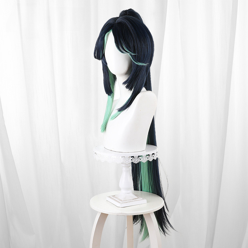 Xianyun Two-tone Highlighted Blue-green Scalp-top Clip-in Cosplay Wig for Genshin Impact - 559L - Image 2