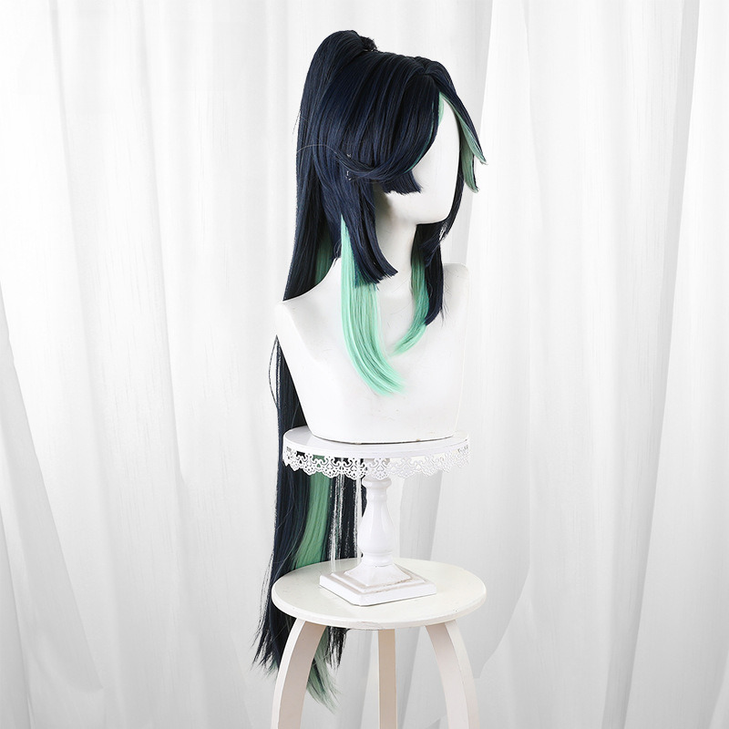 Xianyun Two-tone Highlighted Blue-green Scalp-top Clip-in Cosplay Wig for Genshin Impact - 559L - Image 3