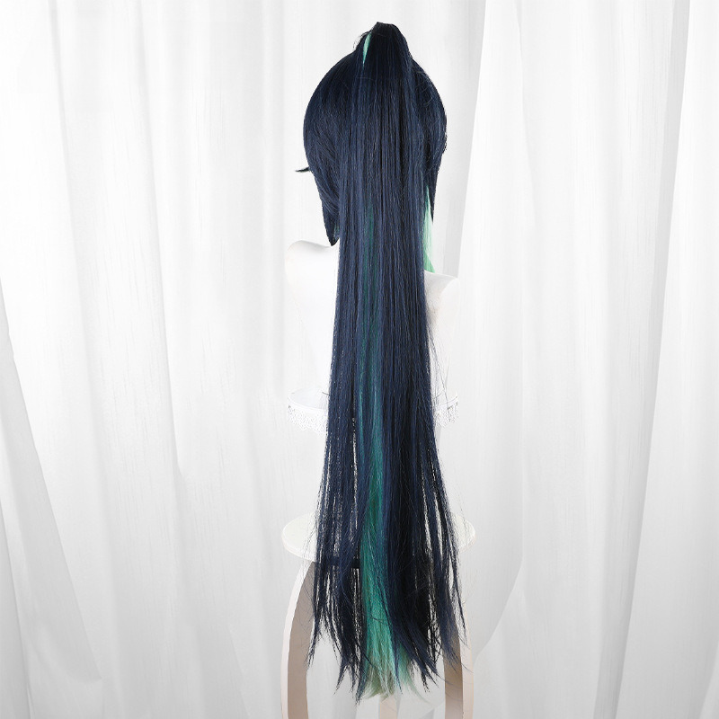 Xianyun Two-tone Highlighted Blue-green Scalp-top Clip-in Cosplay Wig for Genshin Impact - 559L - Image 5