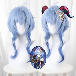 Ganyu Blue Scalp-top Hair Bun Short Cosplay Wig for Genshin Impact - 503QA