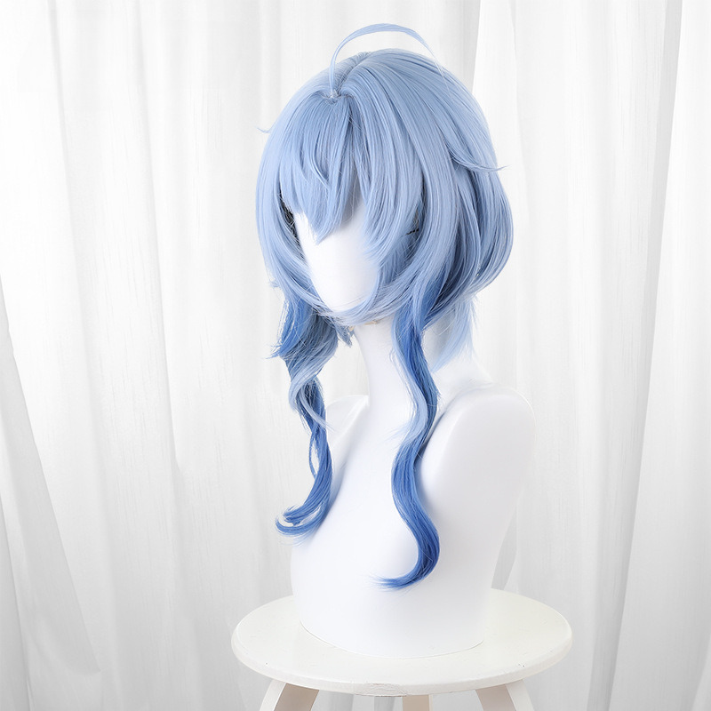 Ganyu Blue Scalp-top Hair Bun Short Cosplay Wig for Genshin Impact - 503QA - Image 2