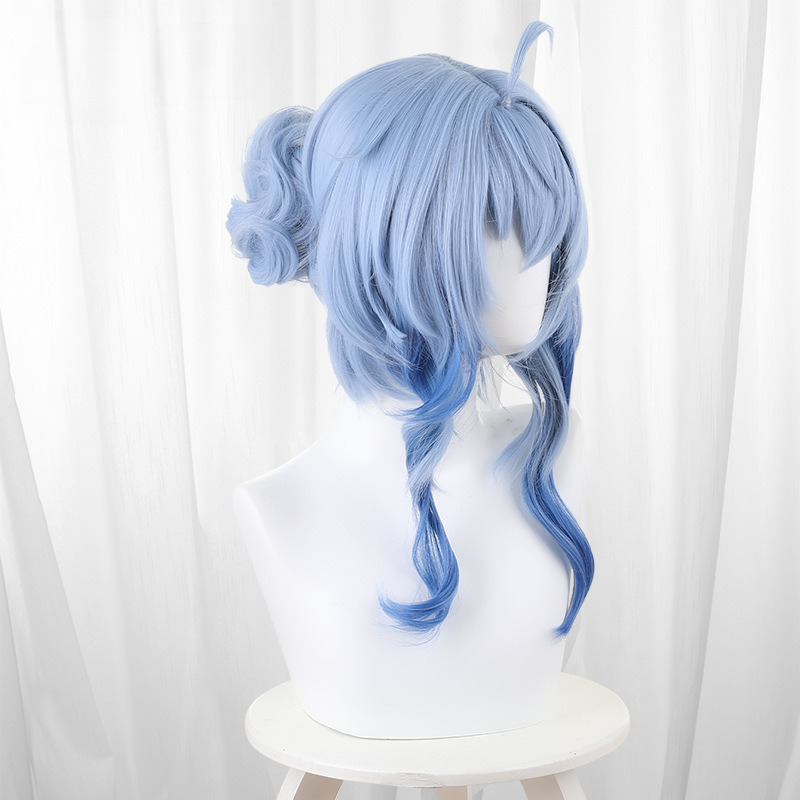 Ganyu Blue Scalp-top Hair Bun Short Cosplay Wig for Genshin Impact - 503QA - Image 3