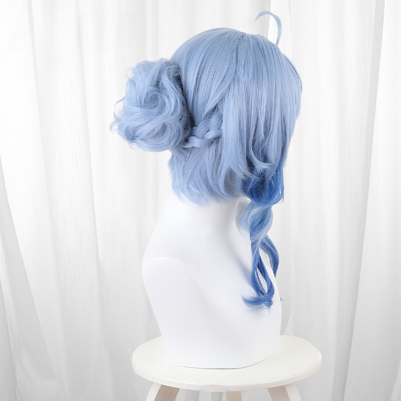 Ganyu Blue Scalp-top Hair Bun Short Cosplay Wig for Genshin Impact - 503QA - Image 4