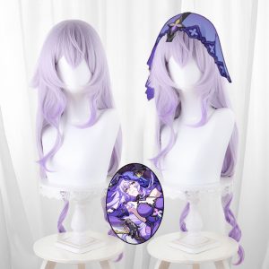 Black Swan Light Purple Gradient Scalp-top Long Wavy Cosplay Wig for Honkai: Star Rail - 566E