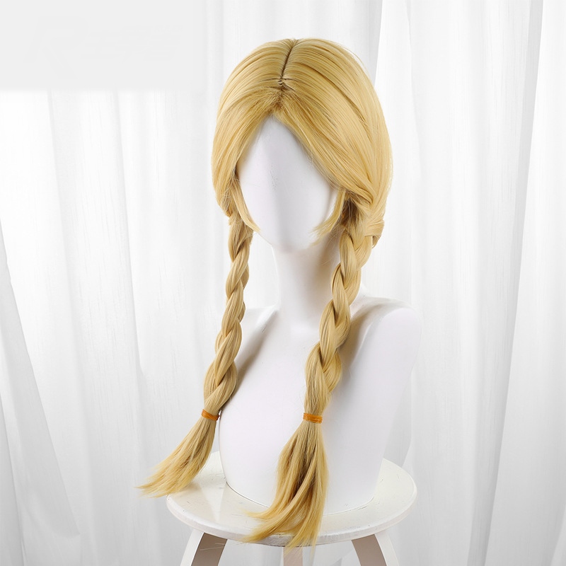 Toy Merchant Yellow Twin Braids Scalp-top Long Cosplay Wig for Identity V - 562I