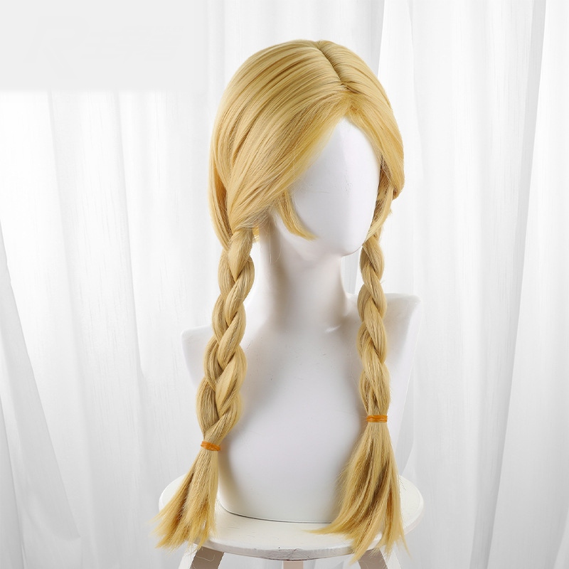 Toy Merchant Yellow Twin Braids Scalp-top Long Cosplay Wig for Identity V - 562I - Image 2