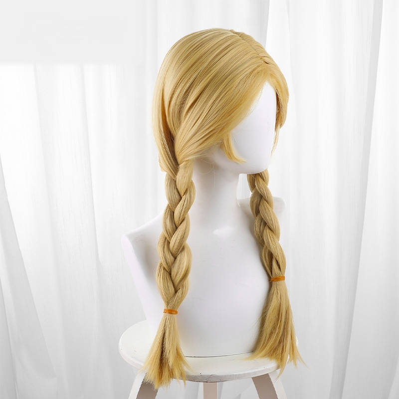 Toy Merchant Yellow Twin Braids Scalp-top Long Cosplay Wig for Identity V - 562I - Image 3