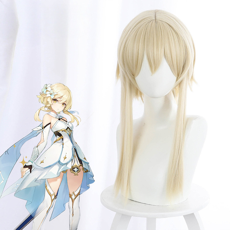 Lumine Light Blonde Short Flipped-up Styled Cosplay Wig for Genshin Impact - 503E
