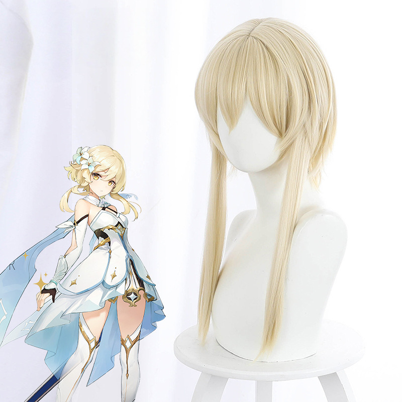 Lumine Light Blonde Short Flipped-up Styled Cosplay Wig for Genshin Impact - 503E - Image 2