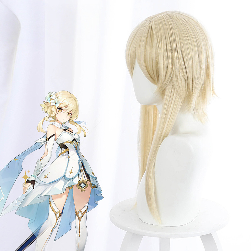 Lumine Light Blonde Short Flipped-up Styled Cosplay Wig for Genshin Impact - 503E - Image 3
