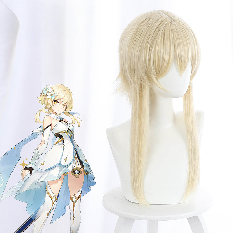 Lumine Light Blonde Short Flipped-up Styled Cosplay Wig for Genshin Impact - 503E - Image 4