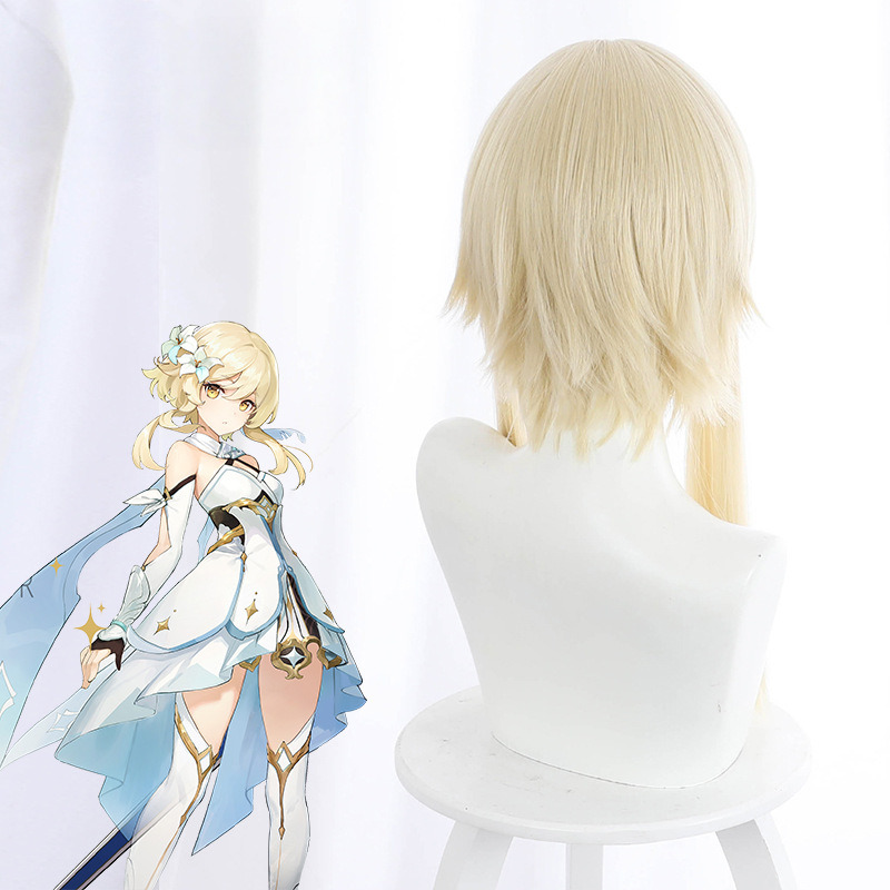 Lumine Light Blonde Short Flipped-up Styled Cosplay Wig for Genshin Impact - 503E - Image 5