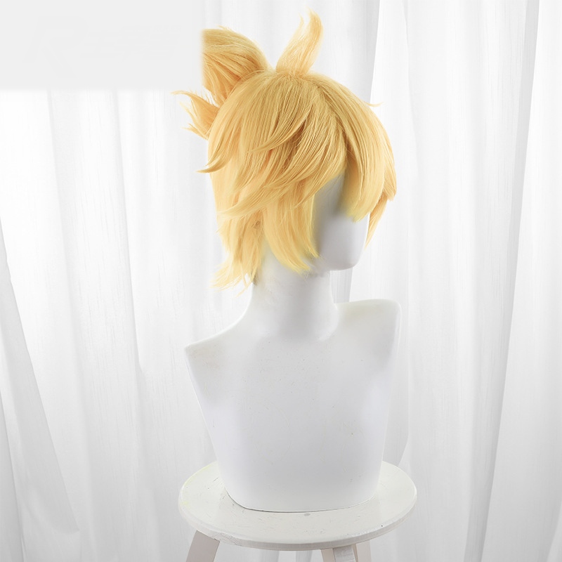 Kagamine Twins Yellow Ponytail Short Cosplay Wig for Onmyoji - 073AB - Image 3