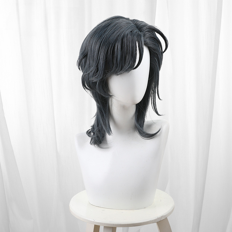 Knight Navy Blue Scalp-top Short Wolf Cut Cosplay Wig for Identity V - Image 3