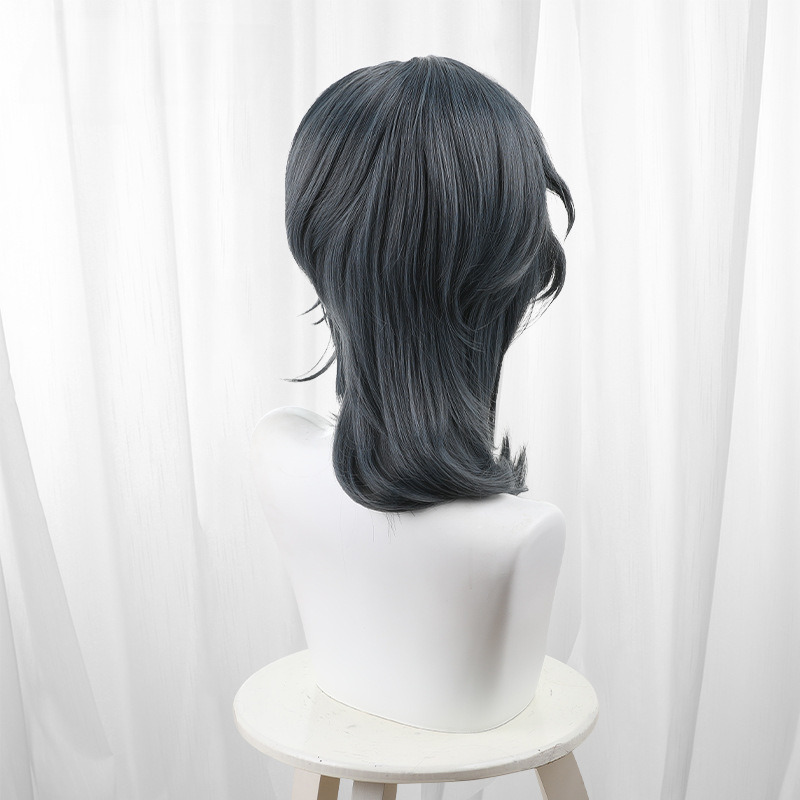 Knight Navy Blue Scalp-top Short Wolf Cut Cosplay Wig for Identity V - Image 5