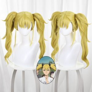 Si Zhi Gong Qi Ke Lu Golden Blonde Clip-in Twin Ponytail Cosplay Wig for Kaiju No. 8 - 574C