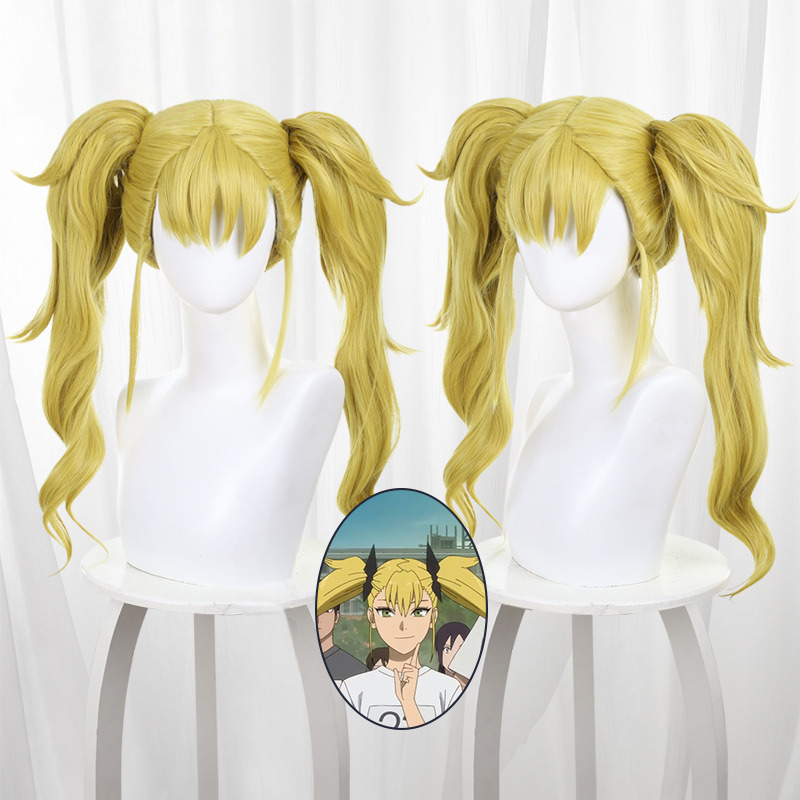 Si Zhi Gong Qi Ke Lu Golden Blonde Clip-in Twin Ponytail Cosplay Wig for Kaiju No. 8 - 574C