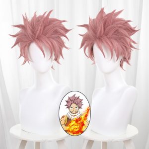 Natsu Dragneel Sakura Pink Short Styled Teased Cosplay Wig for Fairy Tail - 176C