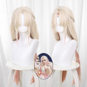 Hu Tao Sakura Gradient Twin Ponytail Braided Cosplay Wig for Naraka: Bladepoint - 552D
