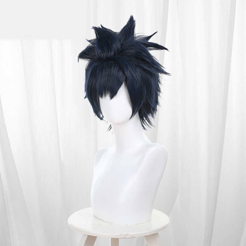 Ge Lei Hui Se Ding Blue Short Teased Spiked Cosplay Wig for Fairy Tail - 178E