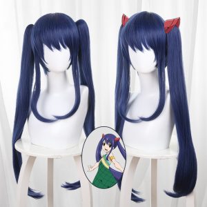 Wen Di Royal Blue Scalp-top Clip-in Twin Ponytail Cosplay Wig for Fairy Tail - 178F