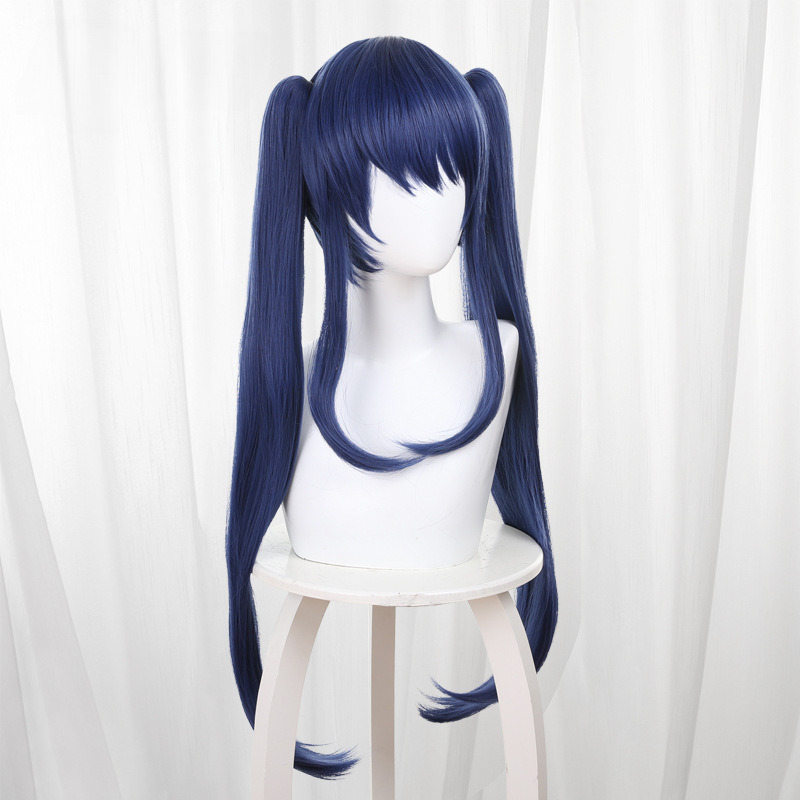 Wen Di Royal Blue Scalp-top Clip-in Twin Ponytail Cosplay Wig for Fairy Tail - 178F - Image 2