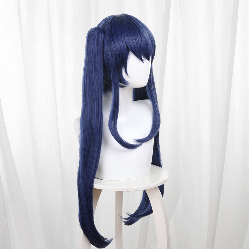 Wen Di Royal Blue Scalp-top Clip-in Twin Ponytail Cosplay Wig for Fairy Tail - 178F - Image 3