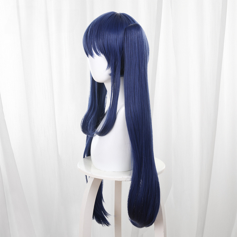 Wen Di Royal Blue Scalp-top Clip-in Twin Ponytail Cosplay Wig for Fairy Tail - 178F - Image 4