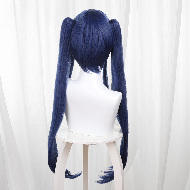 Wen Di Royal Blue Scalp-top Clip-in Twin Ponytail Cosplay Wig for Fairy Tail - 178F - Image 5
