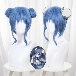 Zhu Bi Ya Zhong Hua Feng Blue Bun Hair Bun Cosplay Wig for Fairy Tail - 178GA