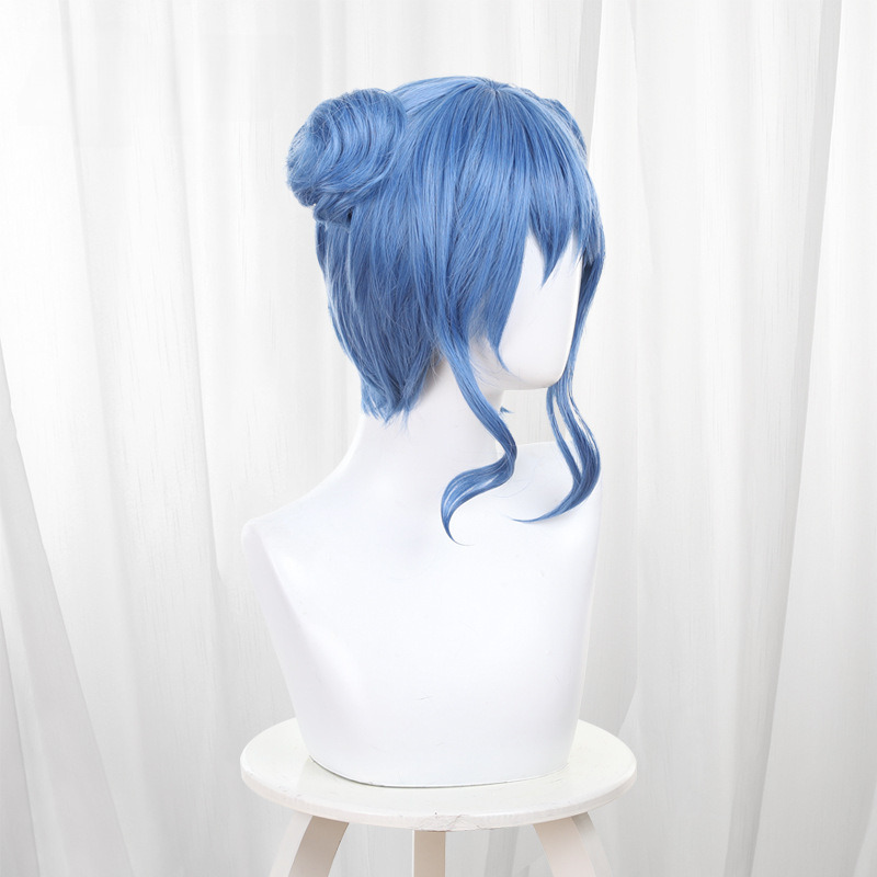 Zhu Bi Ya Zhong Hua Feng Blue Bun Hair Bun Cosplay Wig for Fairy Tail - 178GA - Image 2