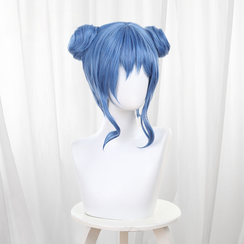 Zhu Bi Ya Zhong Hua Feng Blue Bun Hair Bun Cosplay Wig for Fairy Tail - 178GA - Image 3