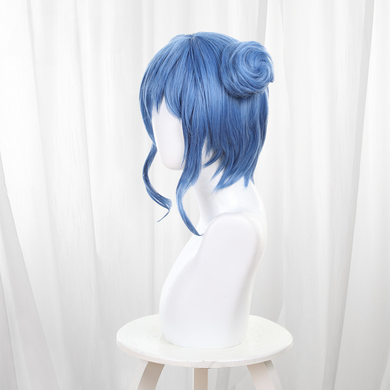 Zhu Bi Ya Zhong Hua Feng Blue Bun Hair Bun Cosplay Wig for Fairy Tail - 178GA - Image 4